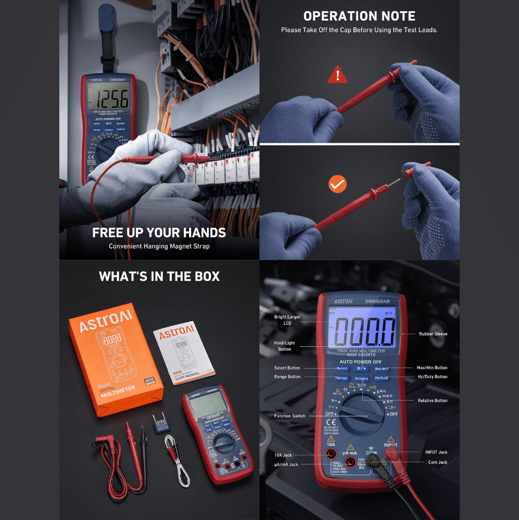 AstroAI Digital Multimeter and Analyzer TRMS 6000 Counts